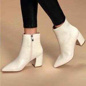 Steve Madden Nadalie Ankle Boots, Bone White/Crocodile, Pointed Toe